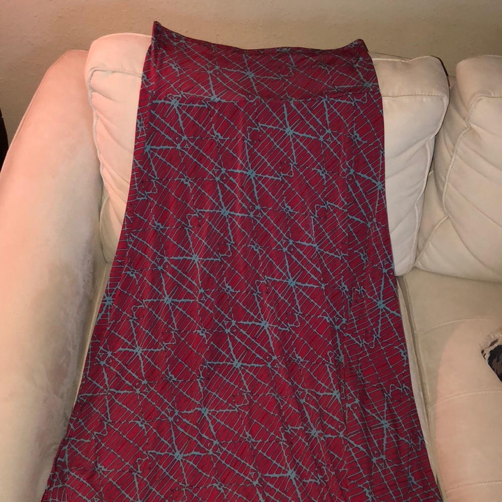 Red & Teal LulaRoe Striped Maxi Skirt